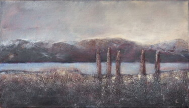 Crépuscule sur le Léman Peinture intitulée "Crépuscule sur le L…" par Isabelle Frossard Corthay, Œuvre d'art originale, Acrylique
