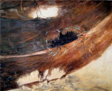 Malerei mit dem Titel "La tente" von Isabelle Frossard Corthay, Original-Kunstwerk, Öl