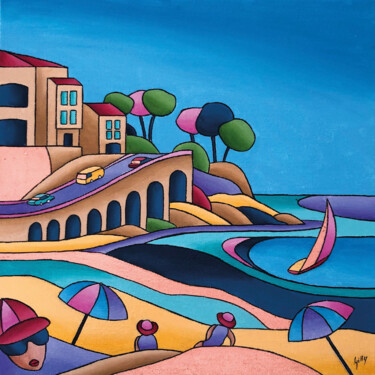 Painting titled "Banyuls 2" by Isabelle Gilly, Original Artwork, Acrylic Mounted on Wood Stretcher frame