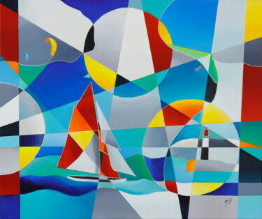 Malerei mit dem Titel "Une journée en mer" von Isabelle Guillet Bouloc (ZiB), Original-Kunstwerk, Acryl Auf Keilrahmen aus H…