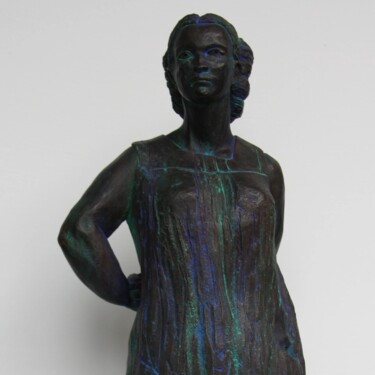Sculpture titled "Femme bras au dos" by Isabelle Haas, Original Artwork, Terra cotta