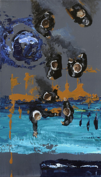 Pittura intitolato "Promesses turquoises" da Isabelle Hervé, Opera d'arte originale, Acrilico
