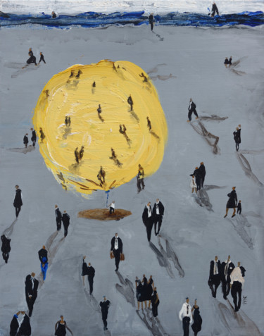 Painting titled "Le Ballon  jaune" by Isabelle Hervé, Original Artwork, Acrylic