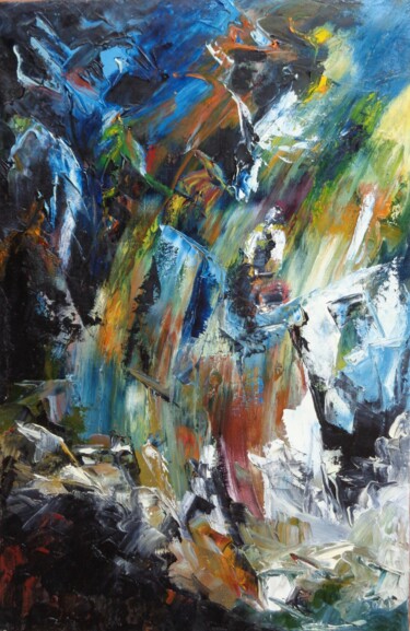 Malerei mit dem Titel "Cascade méditative" von Isabelle Ilic, Original-Kunstwerk, Öl