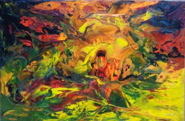 Painting titled "Caverne du dragon" by Isabelle Ilic, Original Artwork, Oil