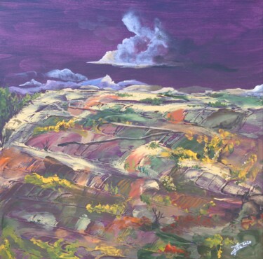 Peinture intitulée "Évocation collines…" par Isabelle Ilic, Œuvre d'art originale, Acrylique