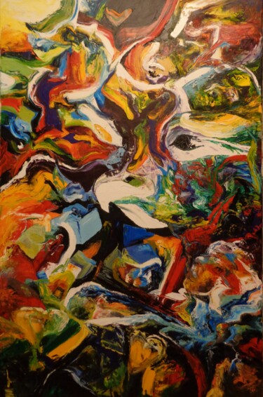 Painting titled "Rêve Chamanique" by Isabelle Ilic, Original Artwork, Oil