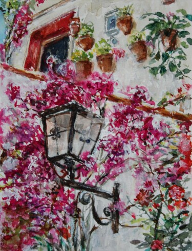 Peinture intitulée "Flor y Luz" par Isabelle Jacq (Gamboena), Œuvre d'art originale, Aquarelle Monté sur Carton