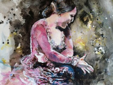 Painting titled "Alba" by Isabelle Jacq (Gamboena), Original Artwork, Watercolor