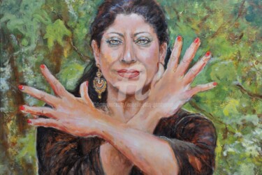 Painting titled "Naturaleza Flamenca…" by Isabelle Jacq (Gamboena), Original Artwork, Acrylic