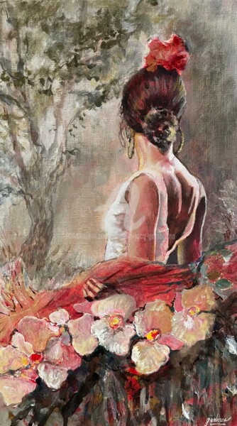 Painting titled "Primavera -3" by Isabelle Jacq (Gamboena), Original Artwork, Oil
