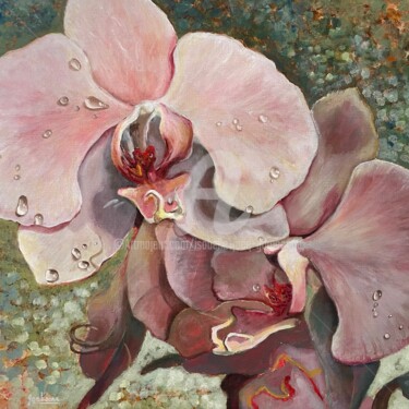 Painting titled "Fuente floral" by Isabelle Jacq (Gamboena), Original Artwork, Oil