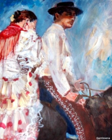 Painting titled "Paseo" by Isabelle Jacq (Gamboena), Original Artwork