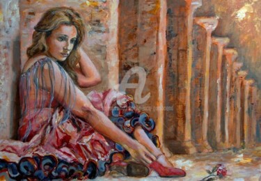 Painting titled "La Rosa de Badajoz" by Isabelle Jacq (Gamboena), Original Artwork, Acrylic