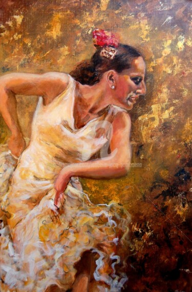 Painting titled "Bailando por Alegri…" by Isabelle Jacq (Gamboena), Original Artwork
