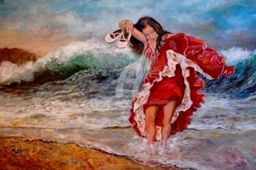 Pintura intitulada "Bailando con las Ol…" por Isabelle Jacq (Gamboena), Obras de arte originais, Acrílico