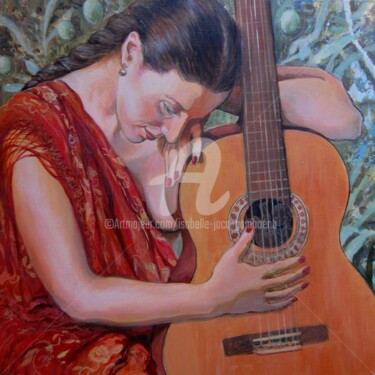 Pintura intitulada "Fragancia Andaluza" por Isabelle Jacq (Gamboena), Obras de arte originais