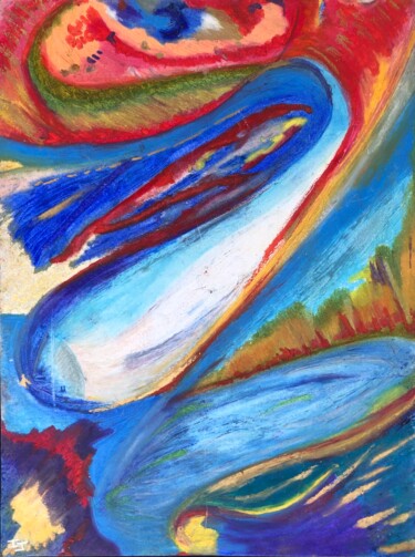 Peinture intitulée "Le chemin" par Isabelle Jourdant, Œuvre d'art originale, Pastel