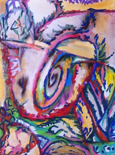 Peinture intitulée "Fanfare et farandole" par Isabelle Jourdant, Œuvre d'art originale, Pastel