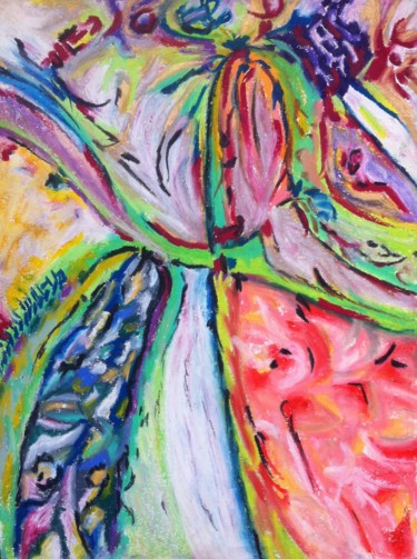 Malerei mit dem Titel "Vue d'en haut" von Isabelle Jourdant, Original-Kunstwerk, Pastell