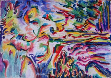 Painting titled "Célébration" by Isabelle Jourdant, Original Artwork, Pastel
