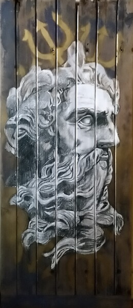 Malerei mit dem Titel "Neptune" von Isabelle Jura, Original-Kunstwerk, Pigmente