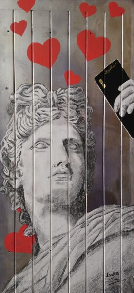 Selfie Apollon Ζωγραφική με τίτλο "Selfie Apollon" από Isabelle Jura, Αυθεντικά έργα τέχνης, Χρωστικές ουσίες