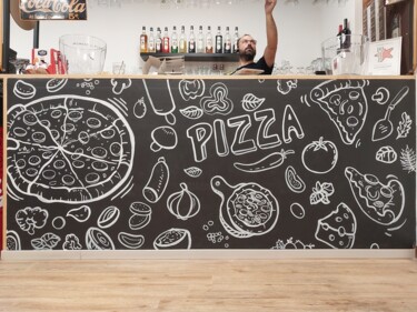 Pintura titulada "Bar U Laziu Pizz" por Isabelle Jura, Obra de arte original, Acrílico