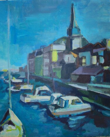 Painting titled "Port d'Honfleur" by Isabelle Klipfel, Original Artwork