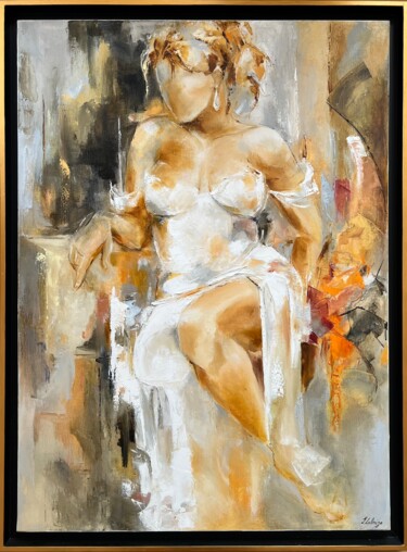 Painting titled "Douce sensualité" by Isabelle Labrize, Original Artwork, Oil Mounted on Wood Stretcher frame