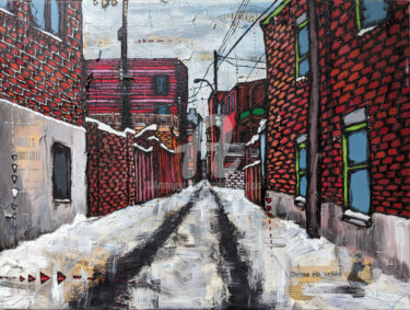 Painting titled "Plateau Mont-Royal" by Isabelle Langlais, Original Artwork, Acrylic