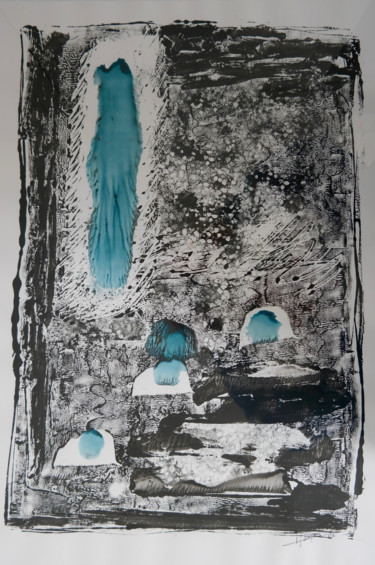 Printmaking titled "Conception" by Isabelle Langlois, Original Artwork, Monotype Mounted on Glass