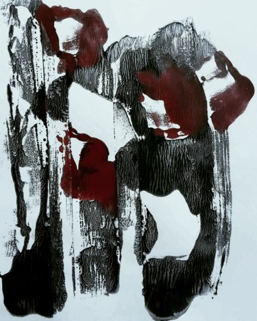 Printmaking titled "L'éveil" by Isabelle Langlois, Original Artwork, Monotype Mounted on Glass