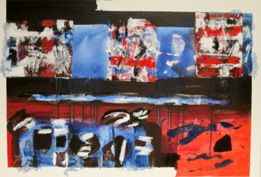 Painting titled "Candem-Town" by Isabelle Langlois, Original Artwork, Acrylic Mounted on Wood Stretcher frame