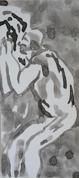 Zeichnungen mit dem Titel "Nu" von Isabelle Langlois, Original-Kunstwerk, Tinte
