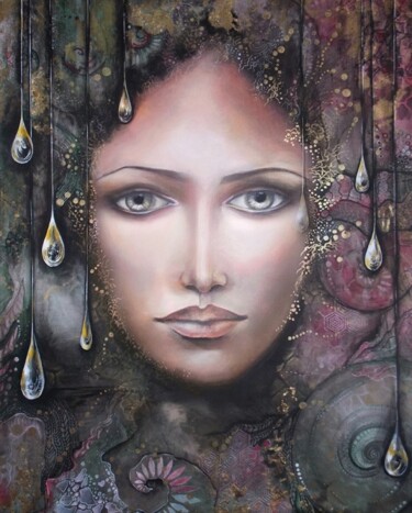 Painting titled "Crystal Tears" by Isabelle Le Pors, Original Artwork, Acrylic