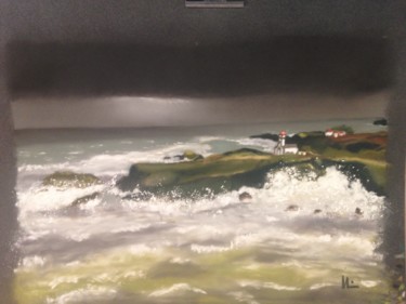 Peinture intitulée "Belle île en gris" par Isabelle Lefebure, Œuvre d'art originale, Pastel