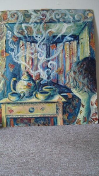 Peinture intitulée "la teteria azul" par Isabelle Leroux, Œuvre d'art originale, Huile