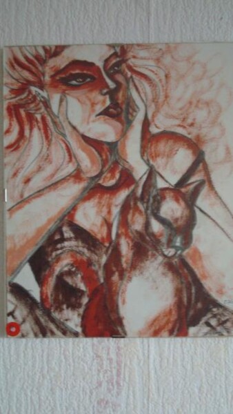 Peinture intitulée "Red Witch" par Isabelle Leroux, Œuvre d'art originale, Huile