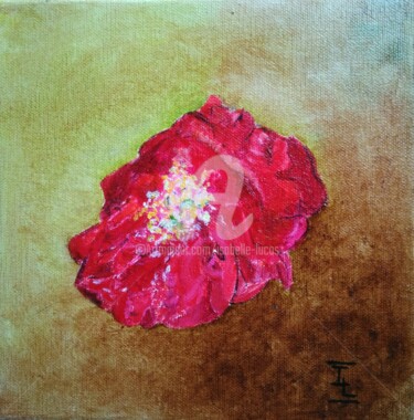 Peinture intitulée "La pivoine rouge" par Isabelle Lucas, Œuvre d'art originale, Huile