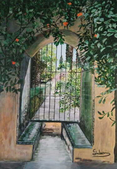Malerei mit dem Titel "Le jardin du paradis" von Isabelle Lucas, Original-Kunstwerk, Öl