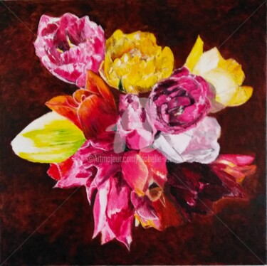 Malerei mit dem Titel "Le bouquet de tulip…" von Isabelle Lucas, Original-Kunstwerk, Öl