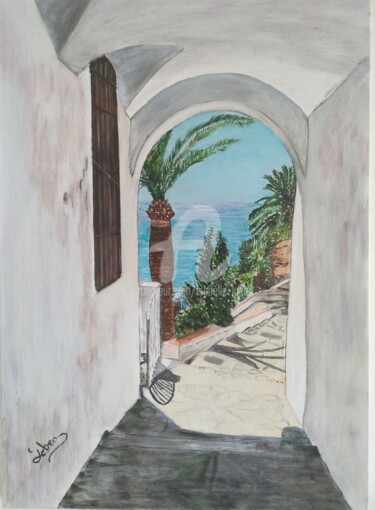 Painting titled "En allant au bord d…" by Isabelle Lucas, Original Artwork, Oil