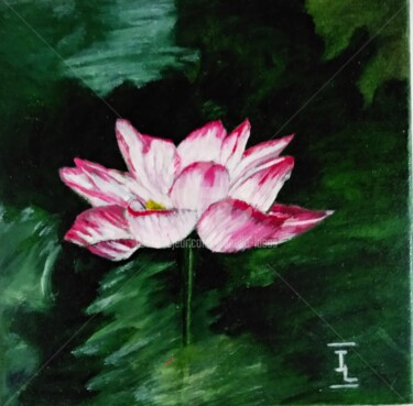 Ζωγραφική με τίτλο "Le lotus" από Isabelle Lucas, Αυθεντικά έργα τέχνης, Λάδι