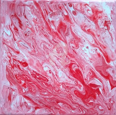 Painting titled "Abstract mineral red" by Isabelle Lucas, Original Artwork, Acrylic