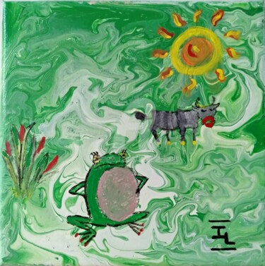 Peinture intitulée "La grenouille et le…" par Isabelle Lucas, Œuvre d'art originale, Acrylique