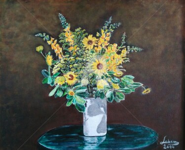 Pintura intitulada "Le bouquet de solei…" por Isabelle Lucas, Obras de arte originais, Óleo