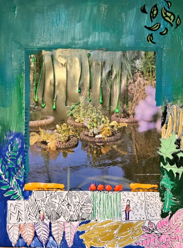 Pintura intitulada "Série jardins "Jard…" por Isabelle Mahaut, Obras de arte originais, Colagens
