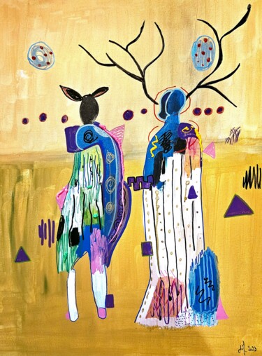 Pintura intitulada "Le couple de la for…" por Isabelle Mahaut, Obras de arte originais, Acrílico