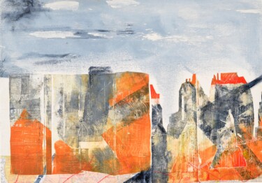 Malerei mit dem Titel "Impression de ville" von Isabelle Marthouret Brisset, Original-Kunstwerk, Öl Auf Karton montiert